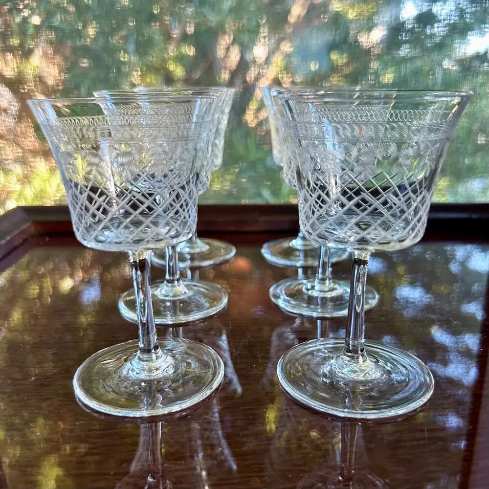 Vintage Pall Mall Lady Hamilton Crystal Liqueur Glasses Set of 6